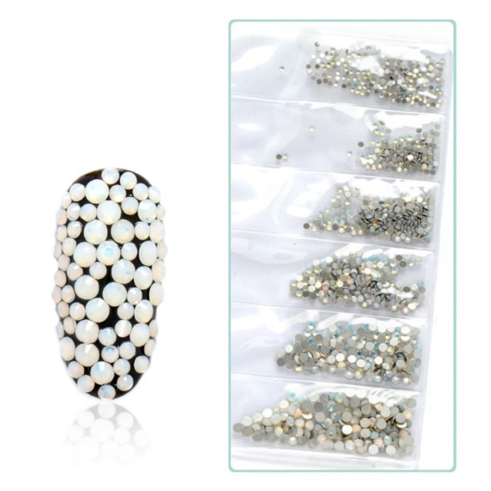 1440pcs Glitter 3D Non Hot Fix Clear Crystal AB Rhinestones Flat Back Glass Nail Art Shiny Gem Manicure Accessories（SS3-SS12）