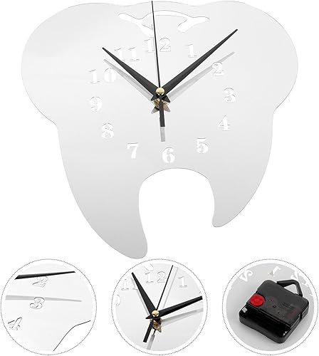 Miniatura 3 de SUPVOX Reloj de pared decorativo para el hogar con forma de diente, decoración de acrílico silencioso, decoración retro