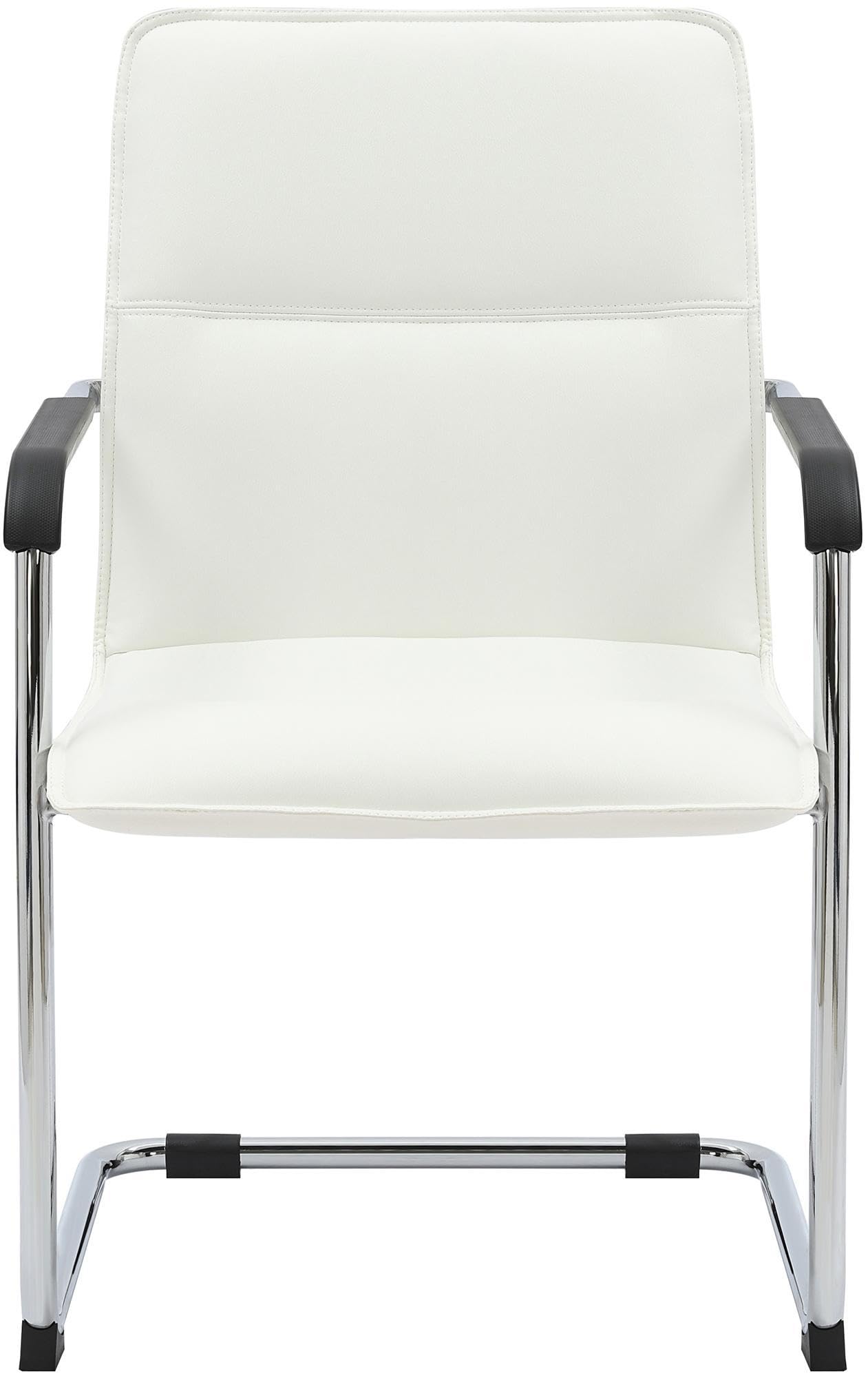 CLP Lot de 2 chaises Cantilever avec accoudoirs Seattle, chaises de Salle ŕ Manger Modernes rembourrées avec revętement en Simili-Cuir, Couleur:Blanc