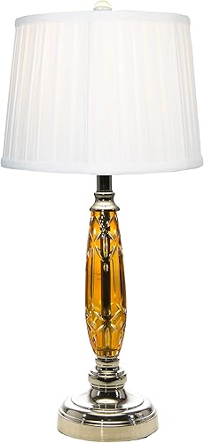 Dale Tiffany GT21189 Lámpara de mesa ámbar brillante 24% plomo cristal, cromo pulido, multicolor