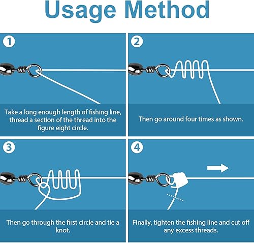 Miniatura 6 de ReeMoo 200 Uds Pesca Rodamiento de bolas giratorias con conector de seguridad Snap Accesorios de pesca #2#4#6#8#10