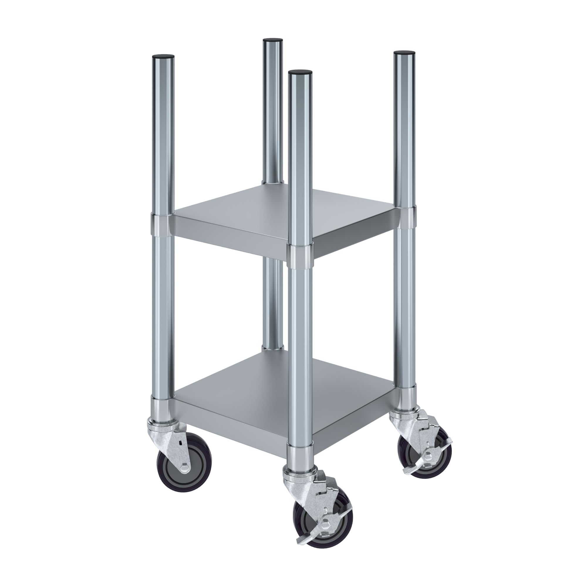 14 in. x 14 in. x 31 in. Stainless Steel Rice Warmer Stand with Two Shelves and Casters