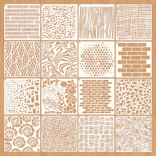 Schablonen Malen 16 Stück Airbrush Schablonen Textilgestaltung Wandgestaltung Malschablonen zum Malen Basteln Wiederverwendbar