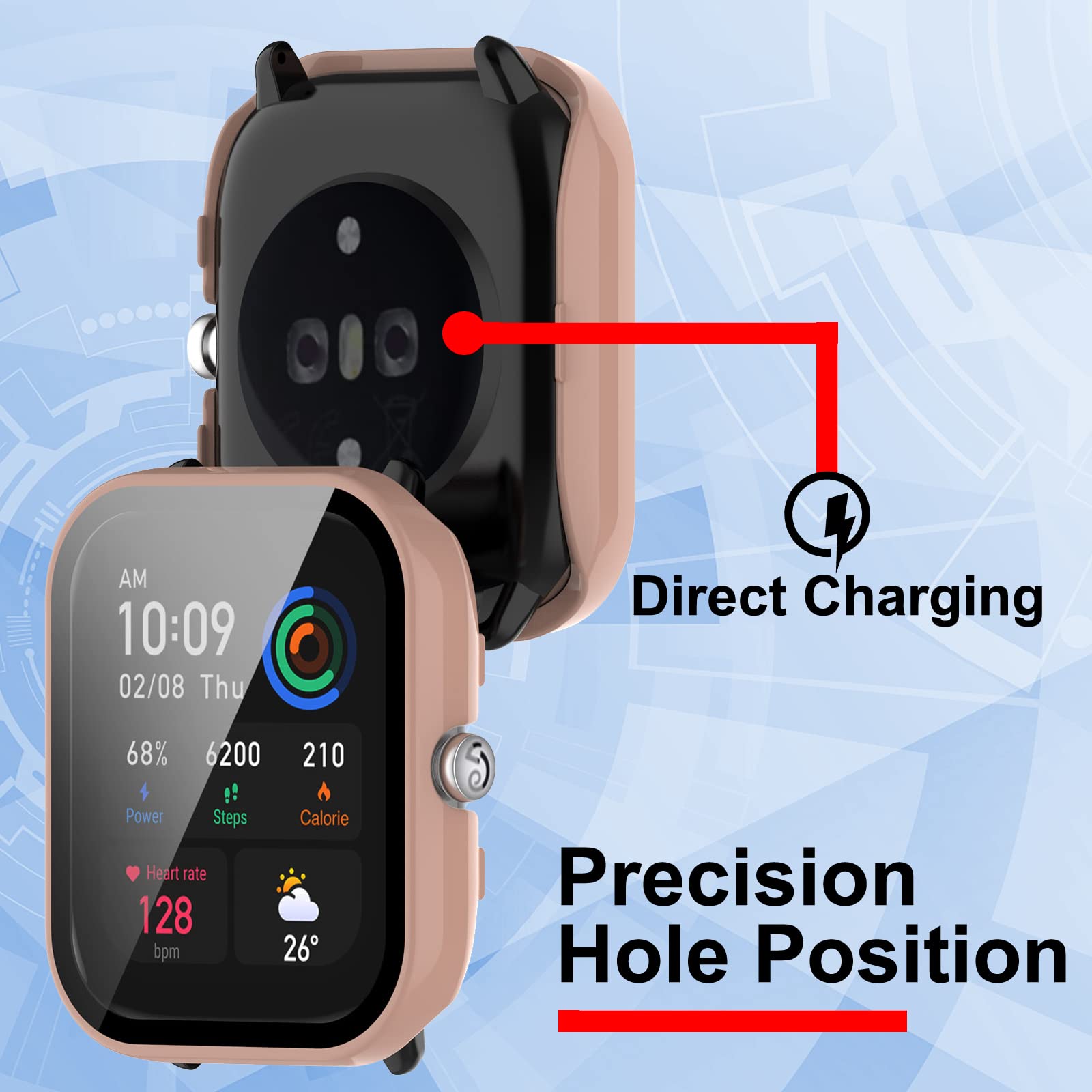 SeNool Custodia Protettiva Per Amazfit GTS 4 Mini – Cover Rigida Con Vetro Temperato 9H, Verde – Protezione Completa E Trasparente