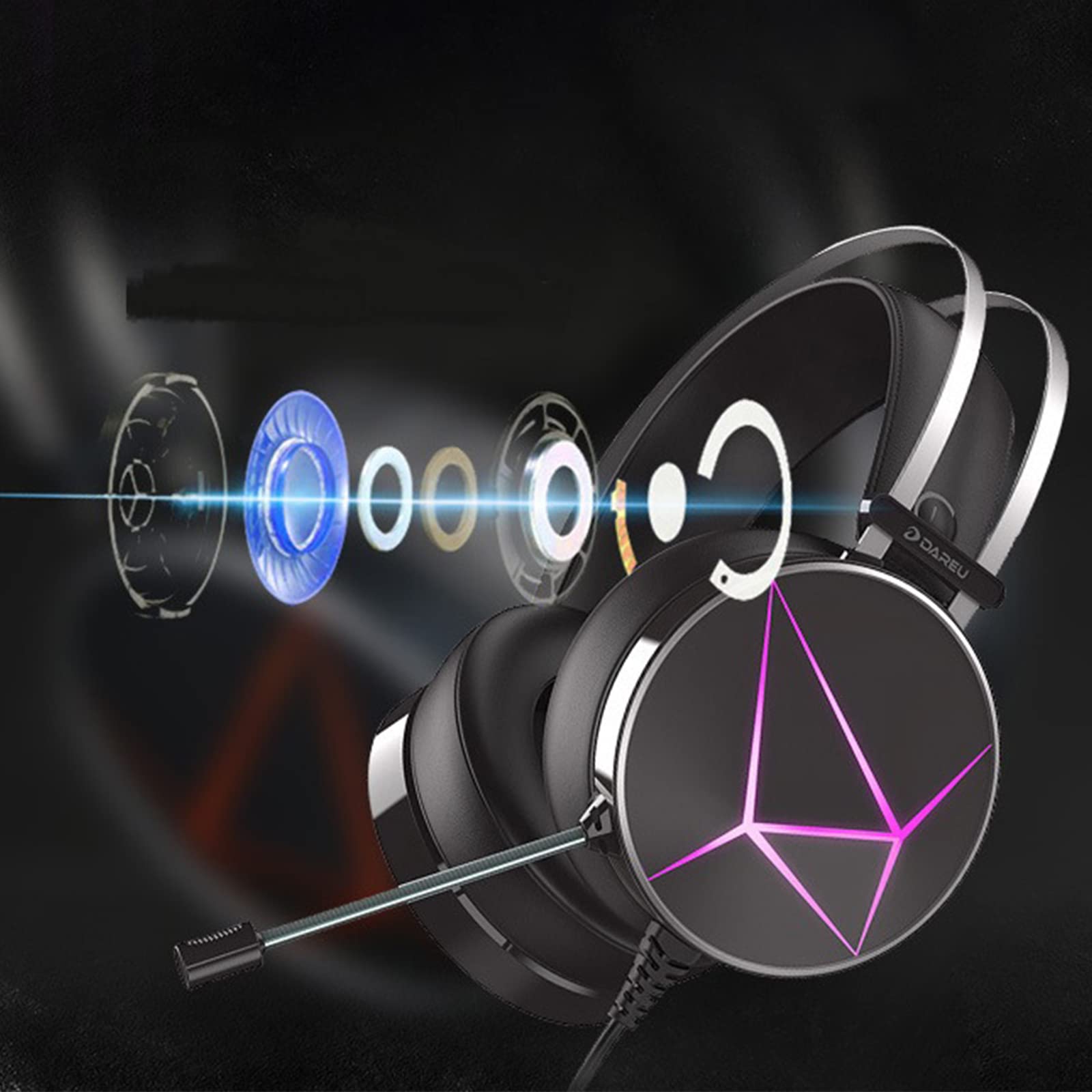 7.1 Surround Sound Gaming Headset z mikrofonem z redukcją szumów, fajne światło RGB, słuchawki do / / słuchawki dla dzieci redukcja szumów z mikrofonem nausznym zestaw słuchawkowy dla