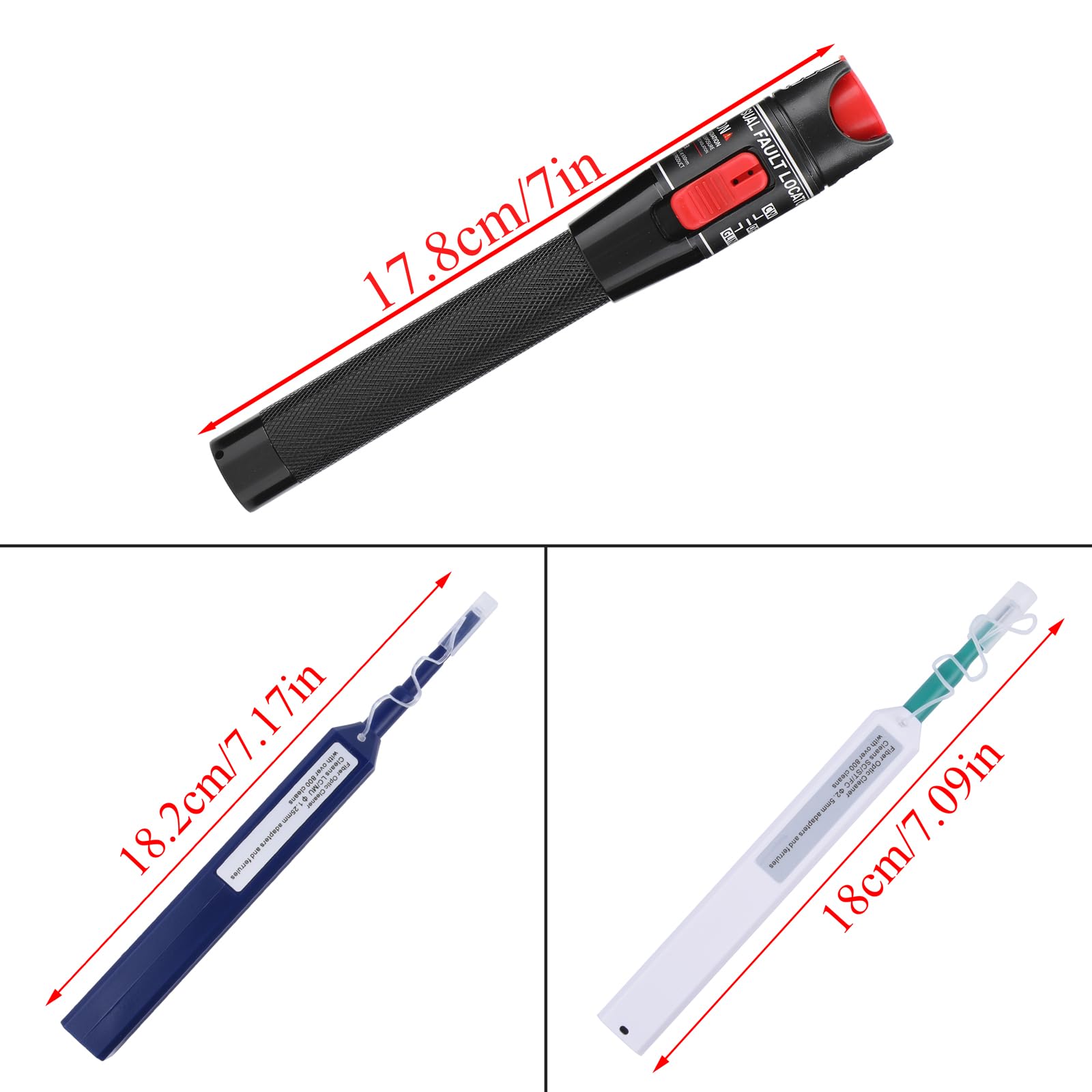 Glasfaser Werkzeug mit Visual Fault Locator 30KM 30mW, Glasfaser Adapter FC-Stecker auf LC-Buchse-Adapter APC/SC UPC/ST FC SC LC,Glasfaser-Reiniger und Patchkabel VFL-Tester Kit