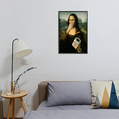 Miniatura 6 de Retrato de Mona Lisa para baño, arte de pared vintage divertido de Mona Lisa, papel higiénico, pósteres de lienzo humor, divertido, impresiones de