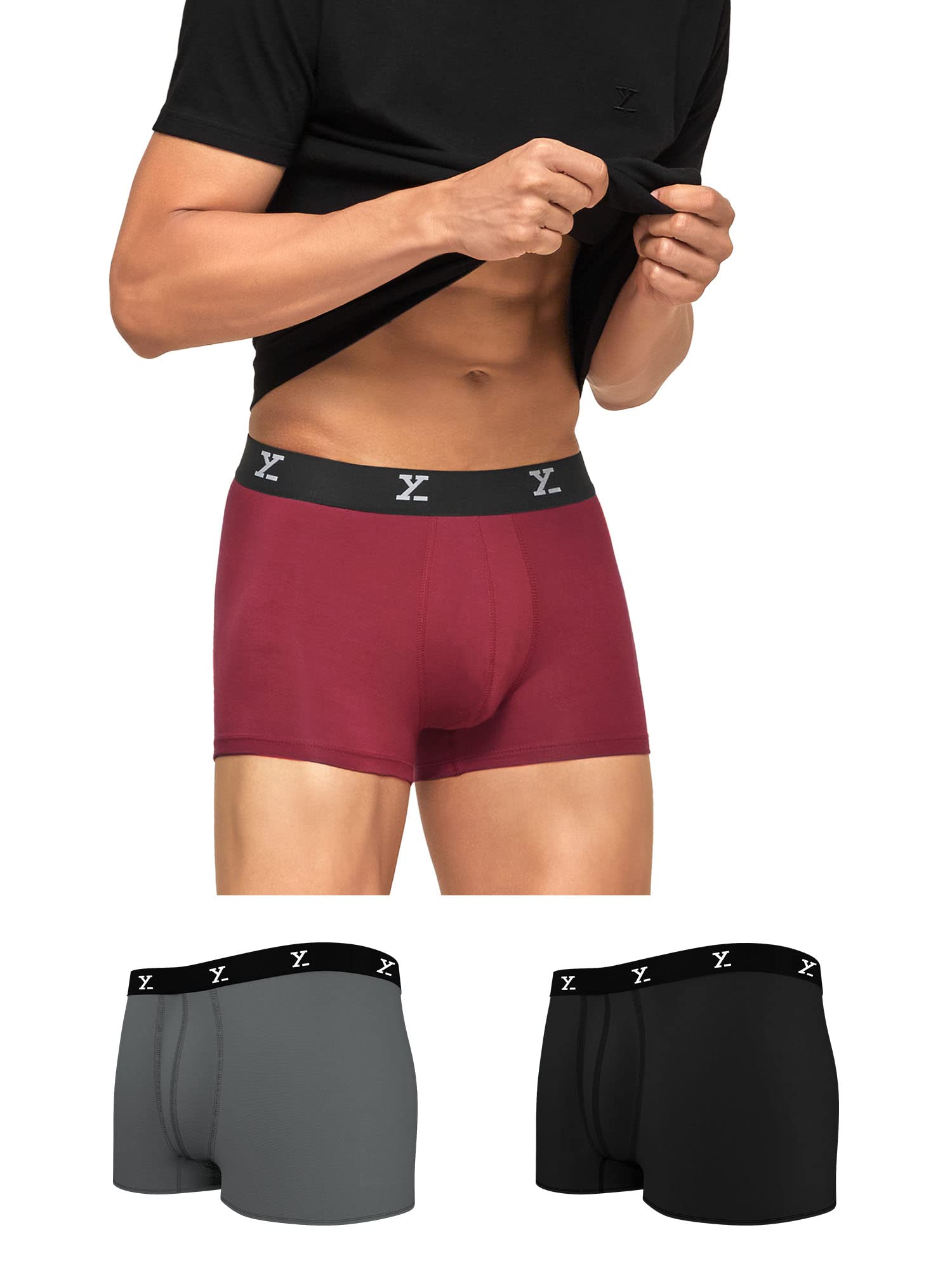 XYXXMen's Ace Modal Antimicrobial Trunks with No Marks Waistband (Pack of 3)