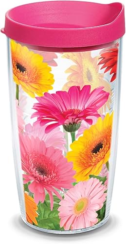 Tervis Gerbera - Vaso aislado de doble pared hecho en Estados Unidos con aislamiento de doble pared mantiene las bebidas frías y calientes, 16
