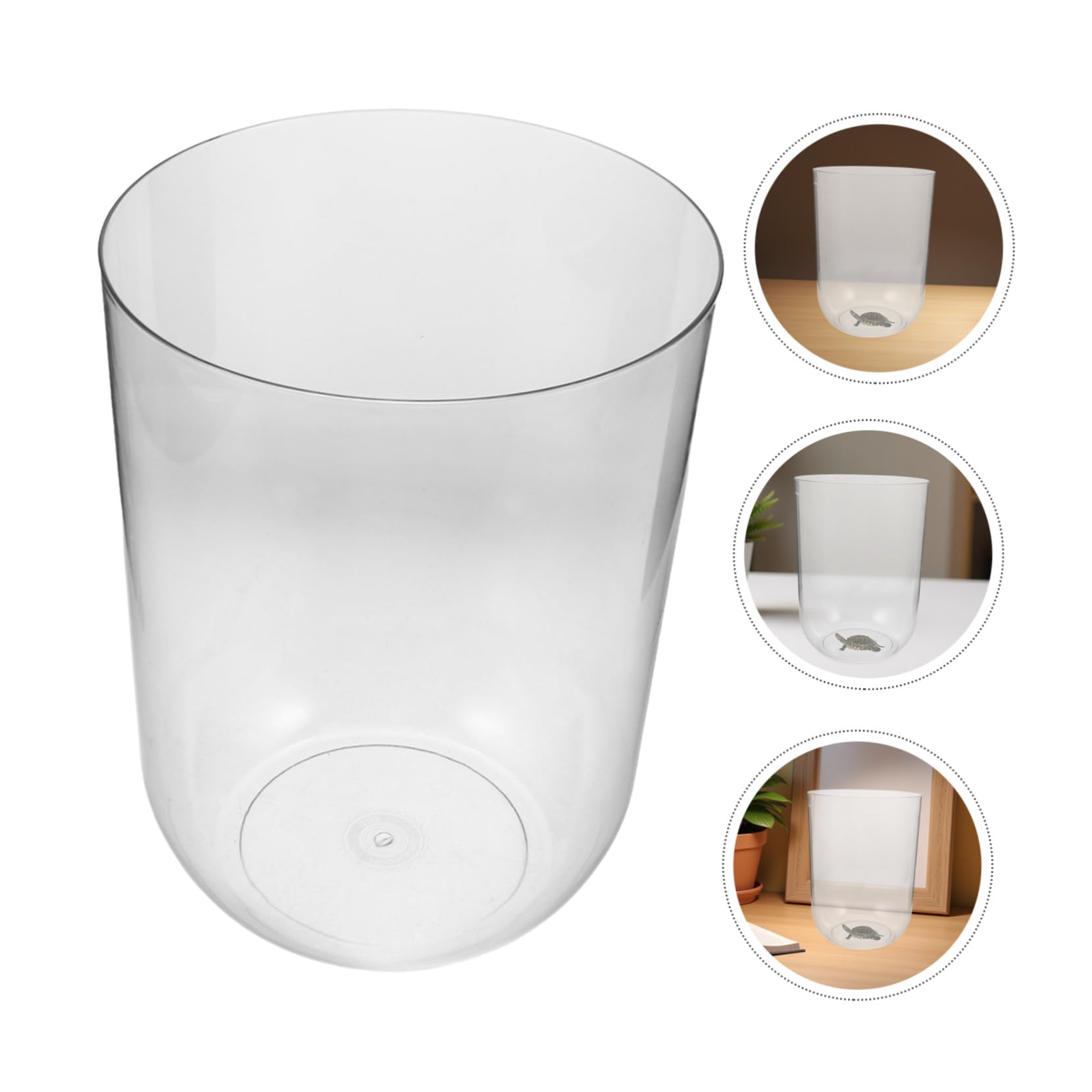 DOITOOL Aquarium Écologique Cylindrique pour Tortues Petite Taille 8l en Plastique Transparent Terrarium de Bureau Décoratif pour Maison et Garçon et Filles