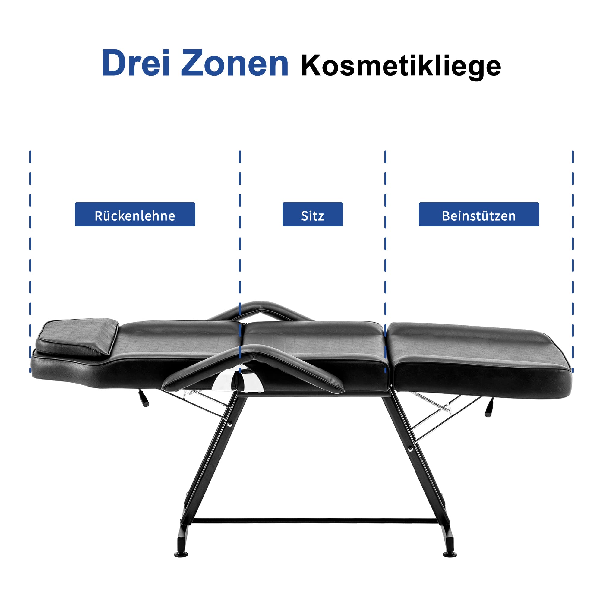 BarberPub Kosmetikliege Therapieliege Massageliege Tattooliege Kosmetikstuhl Schönheitsausrüstung 0015BK (Schwarz)