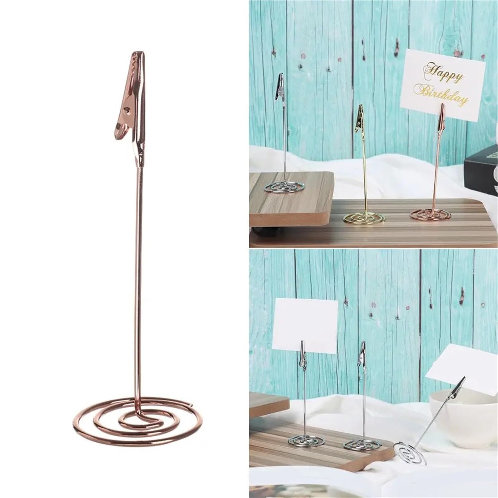 Lot de 20/50 pinces à mémo romantiques pour décoration de bureau - Or rose - Pour numéros de table, cartes de table, photos, étiquettes de magasin, bureau, fête de mariage