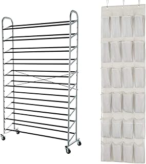 Amazon Basics Scarpiera per 50 paia di scarpe & Scarpiera a sospensione da porta a 24 scomparti