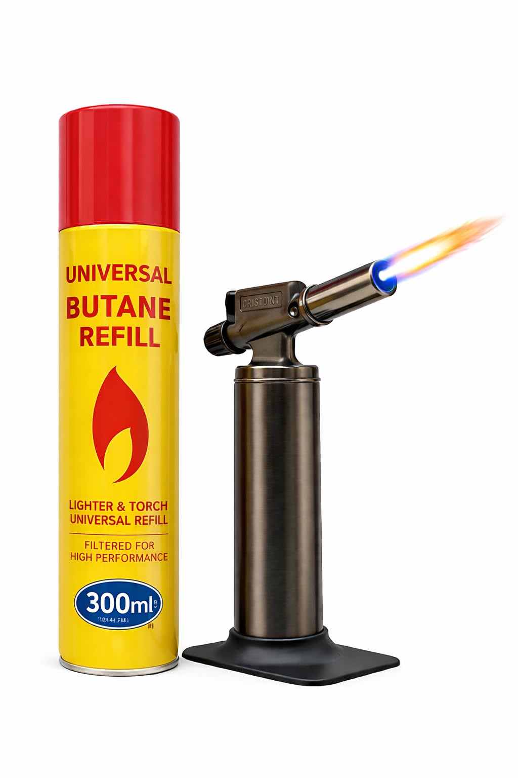 - Refillable Butane Torch Lighter with 300ml Fuel, Adjustable Flame Culinary Blow Torch with Safety Lock for Cooking, Baking, Crème Brûlée & DIY