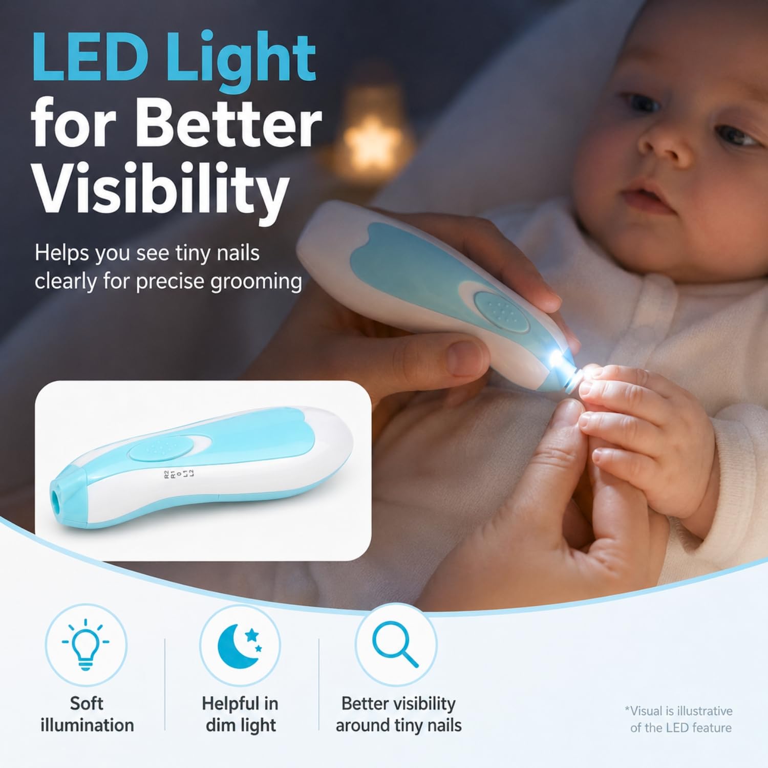 Toy Imagine Electric Baby Nail Trimmer with LED Light Multi Colour — Amazon image 4