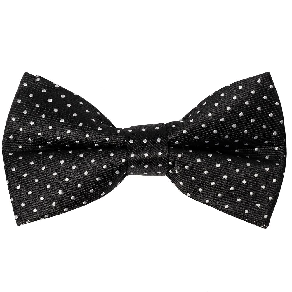 TIES R US Hand Made Black And White Polka Dot Mens Bow Tie
