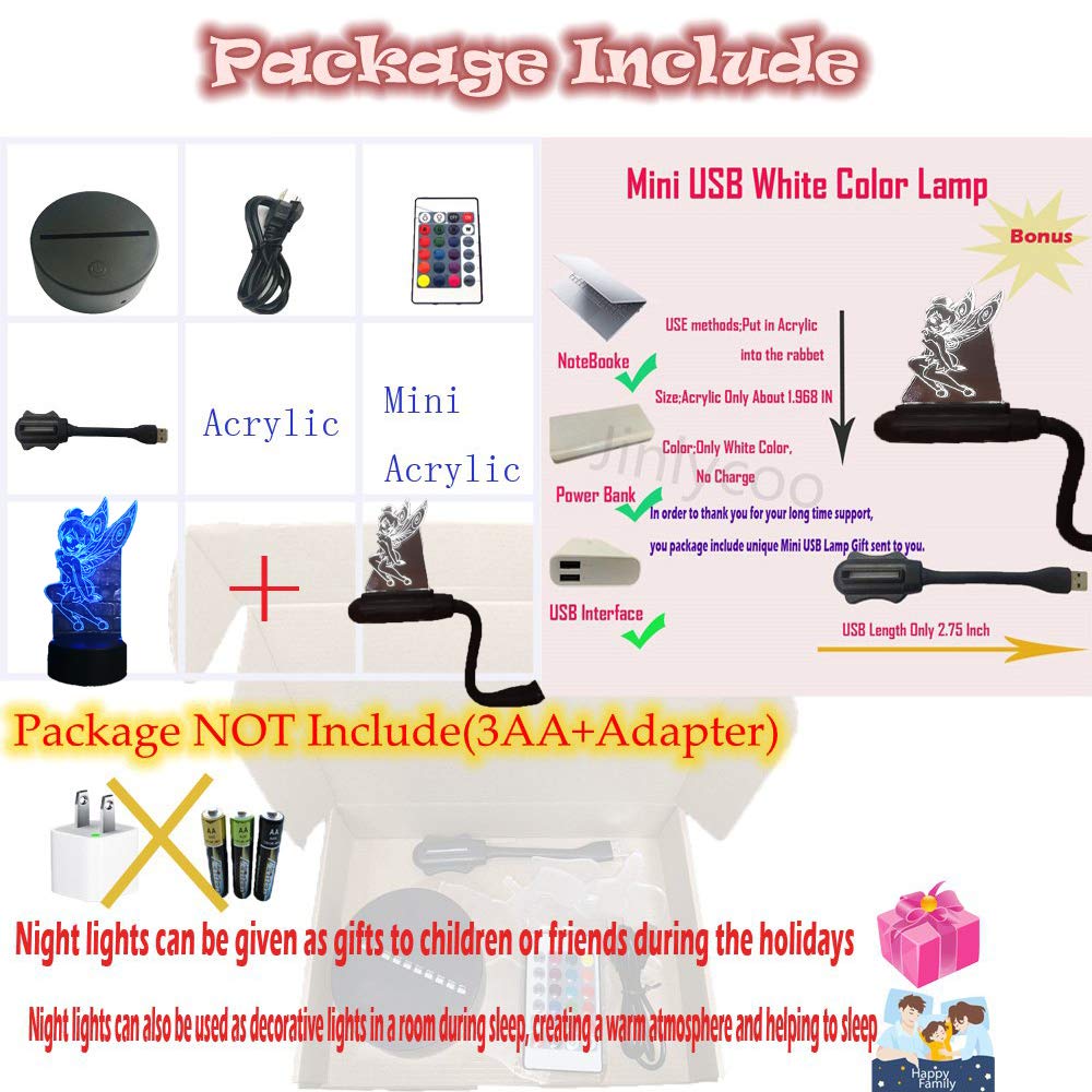 ティンカーベル　LEDライト　ルームランプ Amazon.co.jp : ティンカーベルランプ 3D 光学漫画 エルフ ガール LED