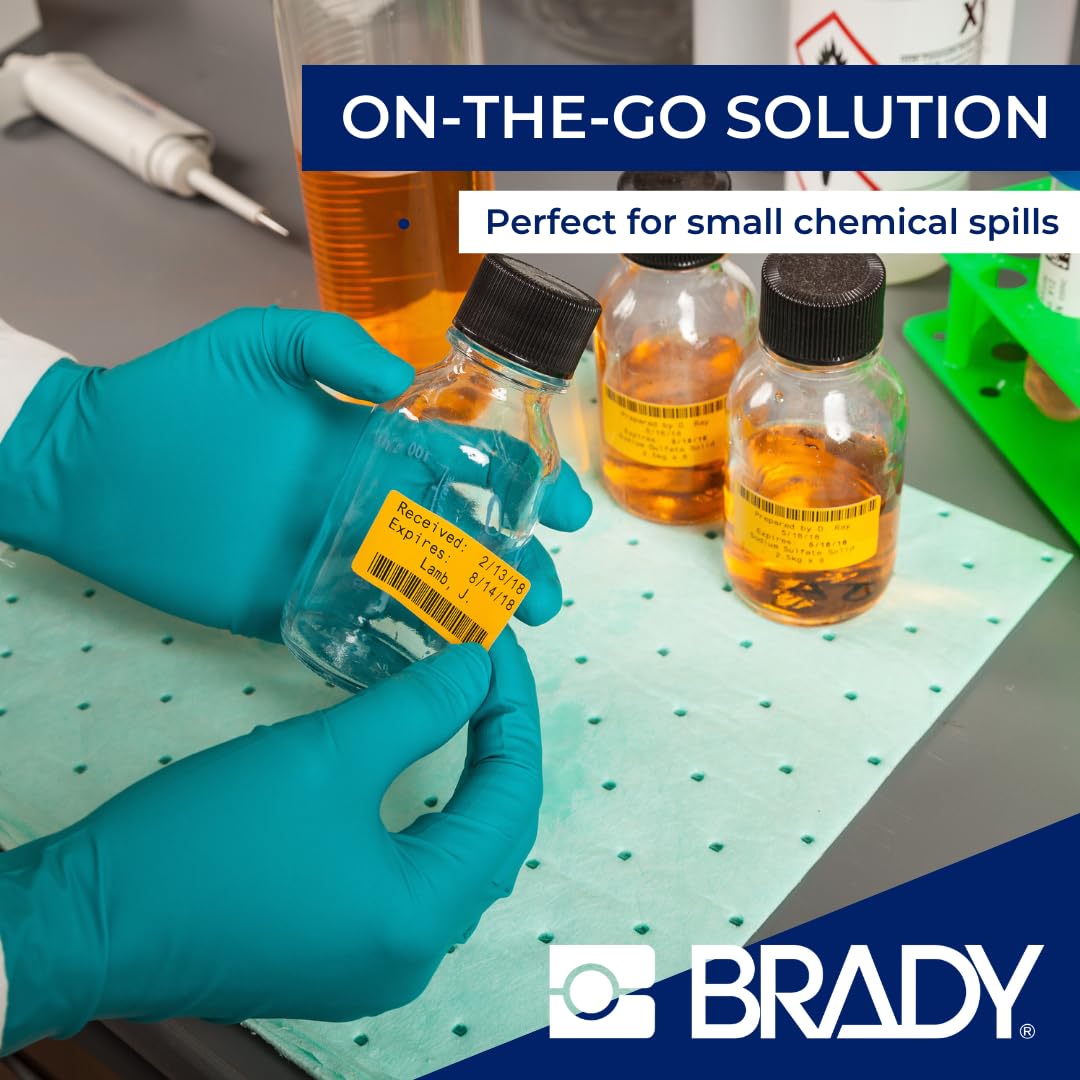 SPC® by Brady Kit Anti-Inquinamento Chimico – Kit Assorbente Chimico per Fuoriuscite di Sostanze Chimiche Pericolose, Include 10 Panni Assorbenti Chimici, 2 Calze, Guanti e Sacco per Smaltimento