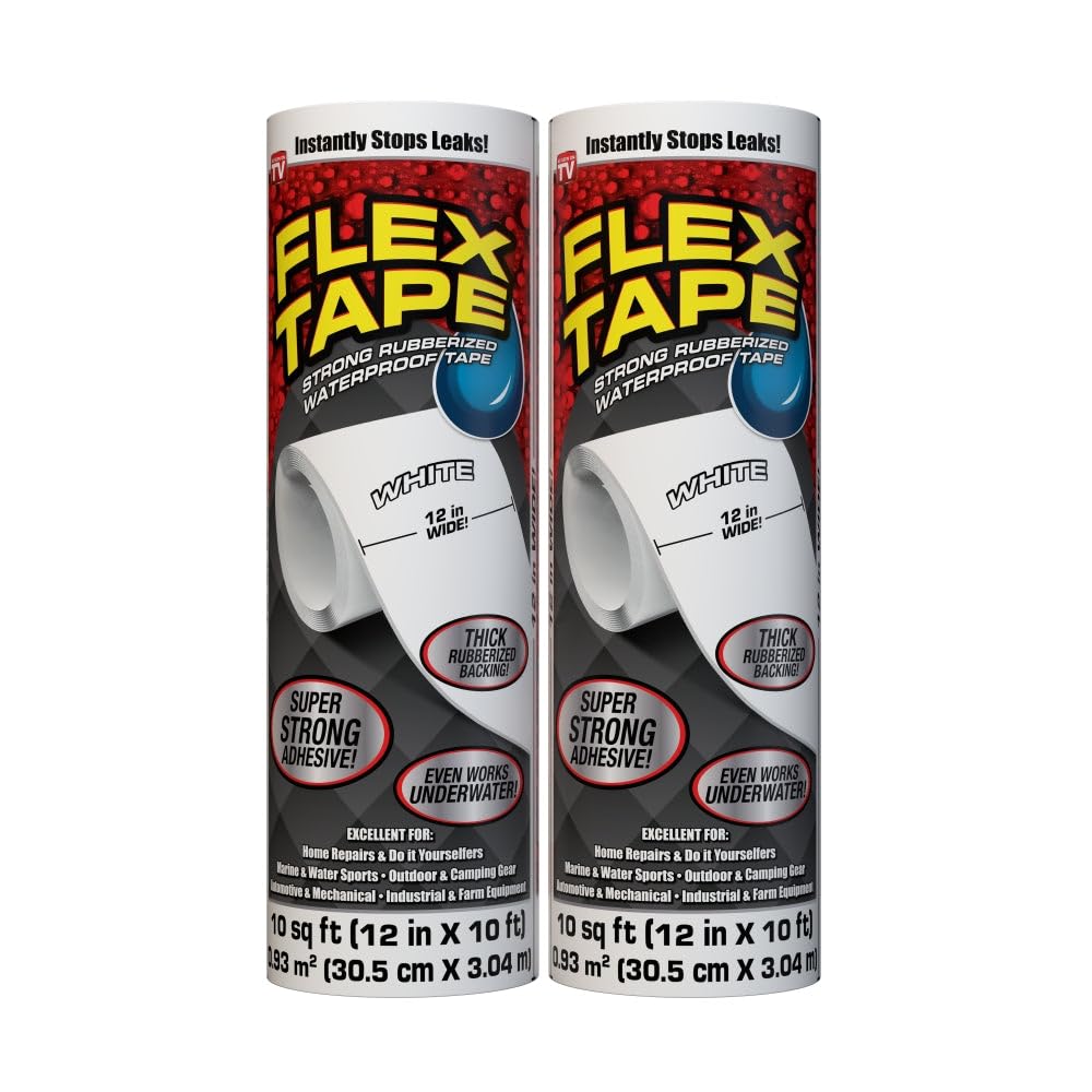 Flex Tape MAX Original Waterproof Tape - 4 In X 25 Ft, White, Super Strong Sealant For Leaks & Repairs