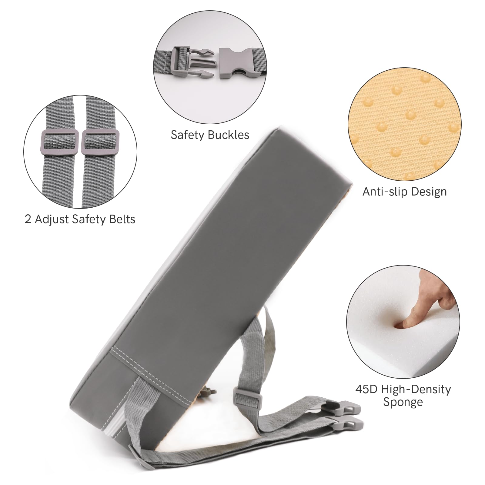 Rialzo Cuscino per Bambini - 2Pcs Addensare cuscino sedile morbido velluto a coste Sedia cuscino schienale PU impermeabile facile pulizia Booster sedile con fondo antiscivolo e cinghie