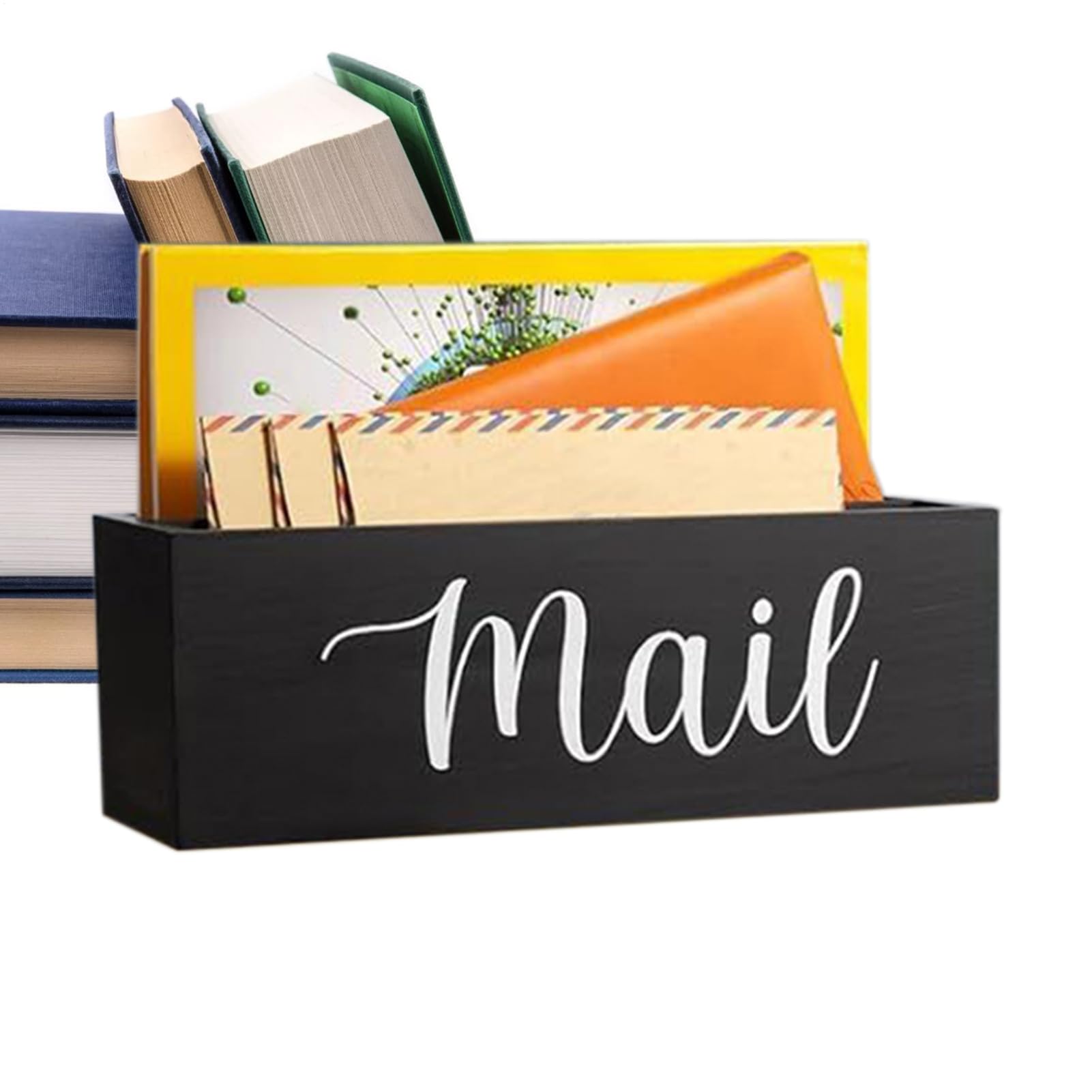 Mail Holder - Letter Rack Box for Wall, Wooden Desktop Mail Storage Box, Envelope Holder for Wall | Document Notebook Letter File Envelope Label Photo Document