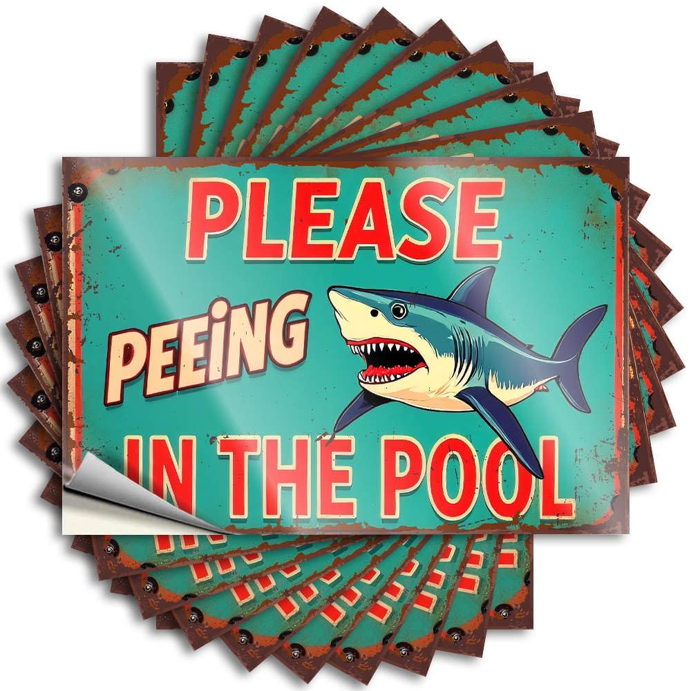 Tattoos Birthday | High Helmet Sharks Don't Pee in Pools. for Double(8X12CM)