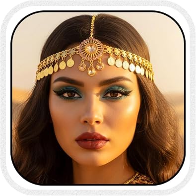 Aukmla Gold Head Chain Jewelry Sequin Headpiece Forehead Headband for Women