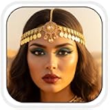 Aukmla Gold Head Chain Jewelry Sequin Headpiece Forehead Headband for Women