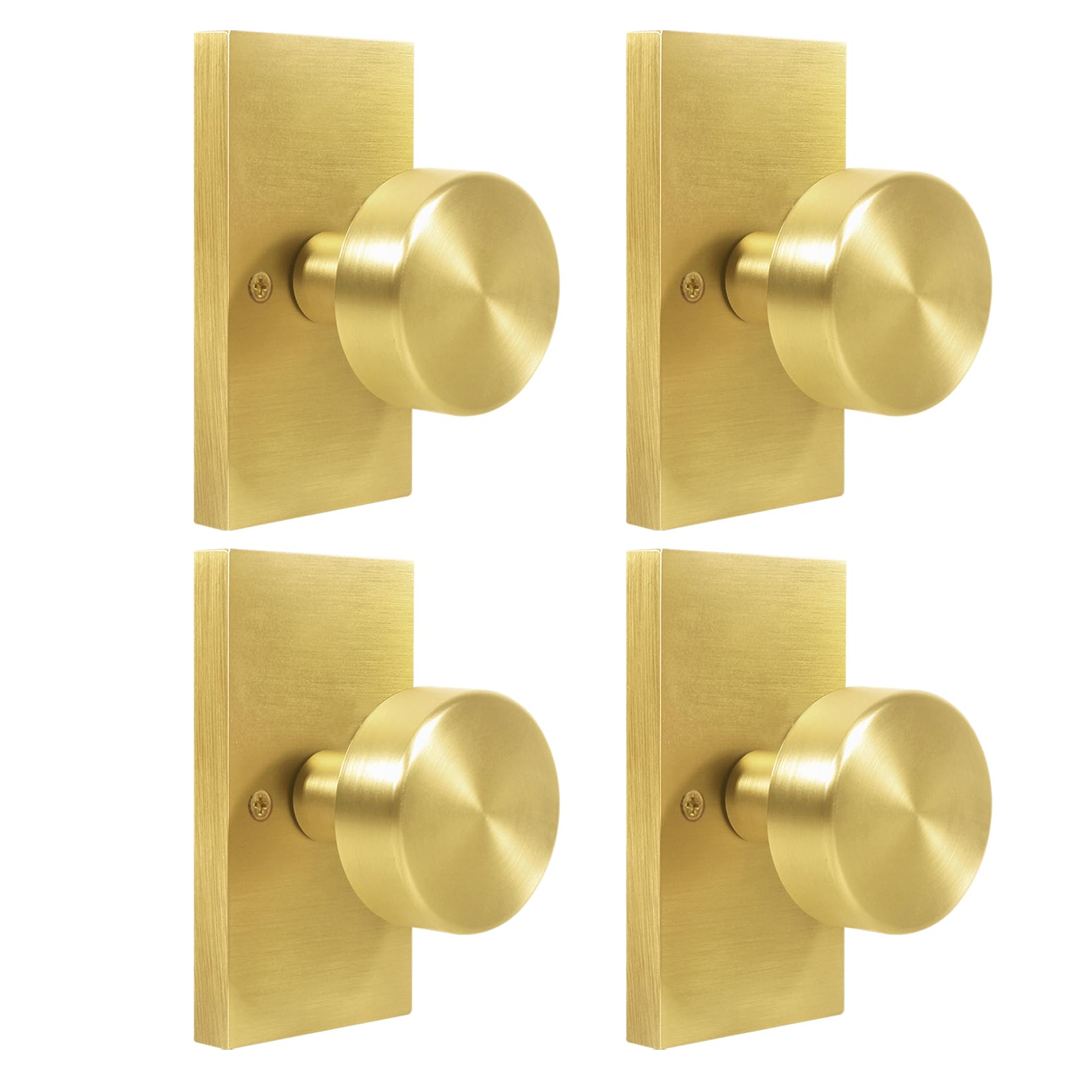 Satin Brass Privacy Door Knobs with Lock -17