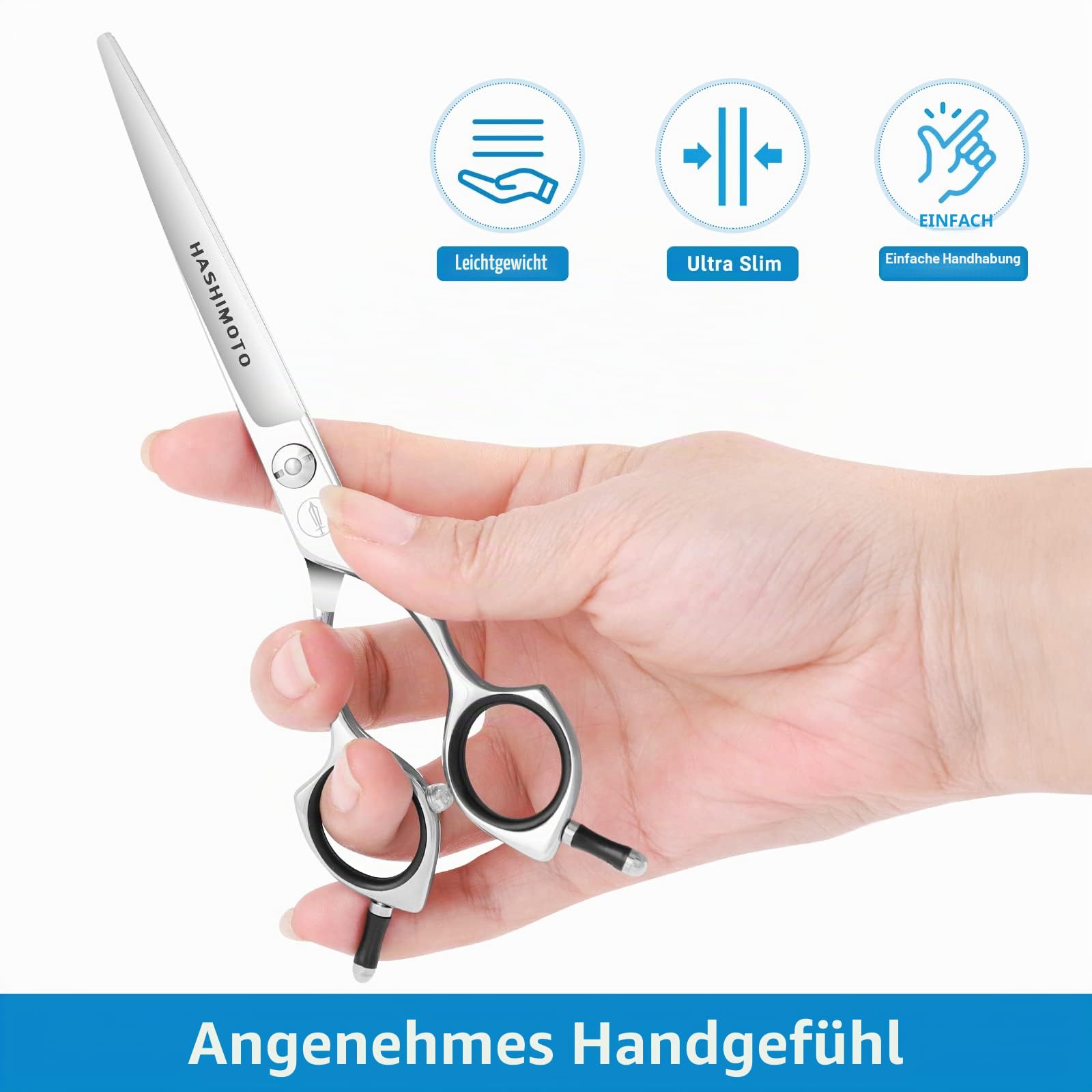 HASHIMOTO Hundepflegeschere, gebogene Schere für die Hundepflege, 6,5 Zoll, 30 Grad gebogene Klinge, leichtes Gewicht, Haustierschere zum Trimmen von Gesicht und Pfoten.