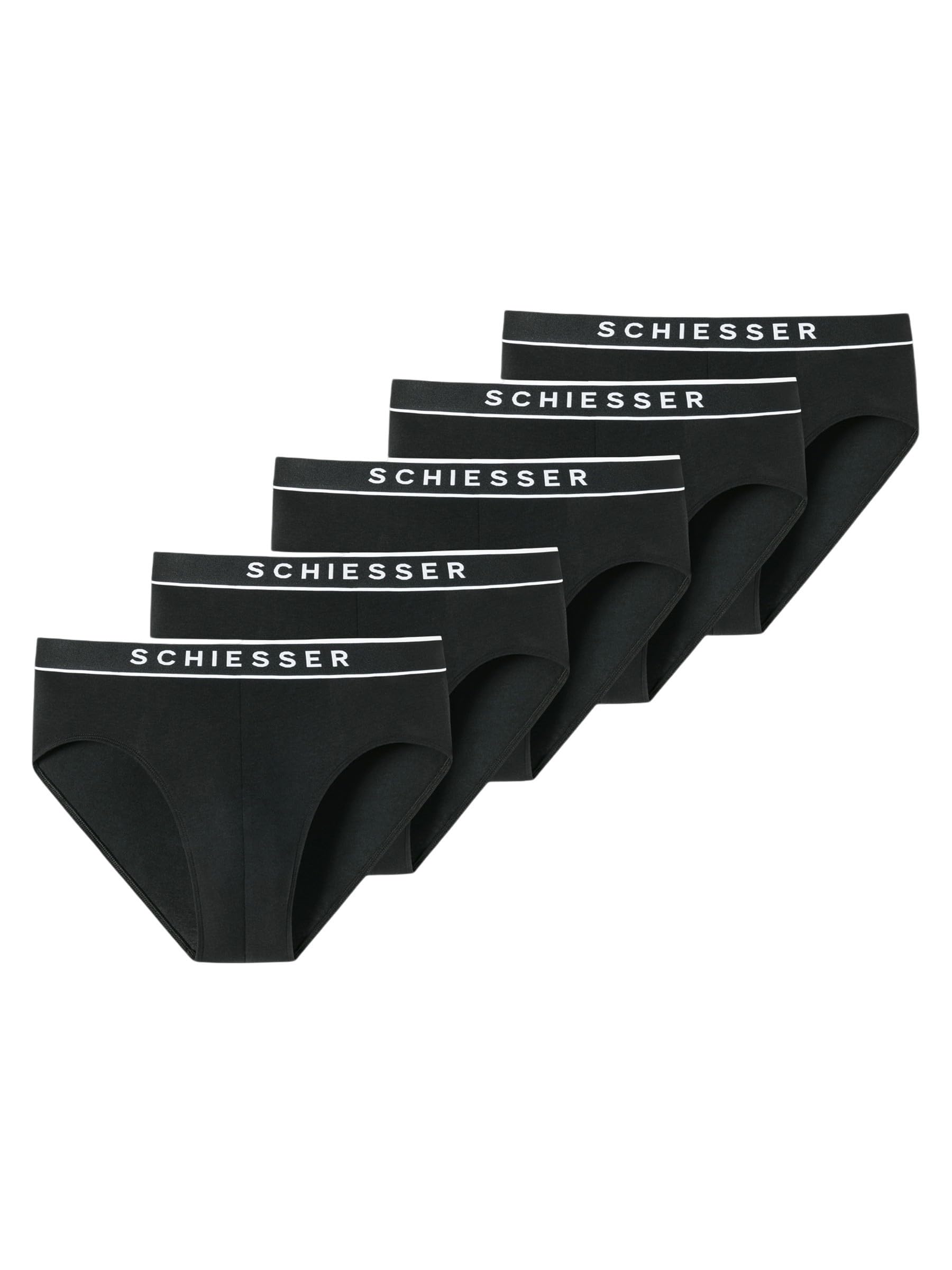 Schiesser Męskie majtki 5 par bielizny z bawełny organicznej 95/5 Organic Slip, czarne_183212, 4, Czarny_183212, 4
