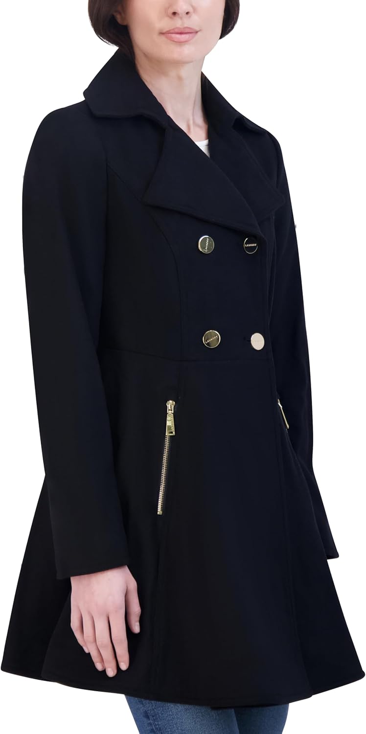 Laundry by Shelli Segal Women's Double Breasted Melton Fit and Flare Wool Coat - Image 2