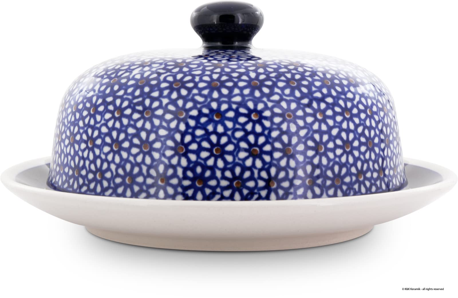 Bunzlauer Cloche à fromage M/Beurrier pour beurre roulé Motif 120 Ø 19,5 cm