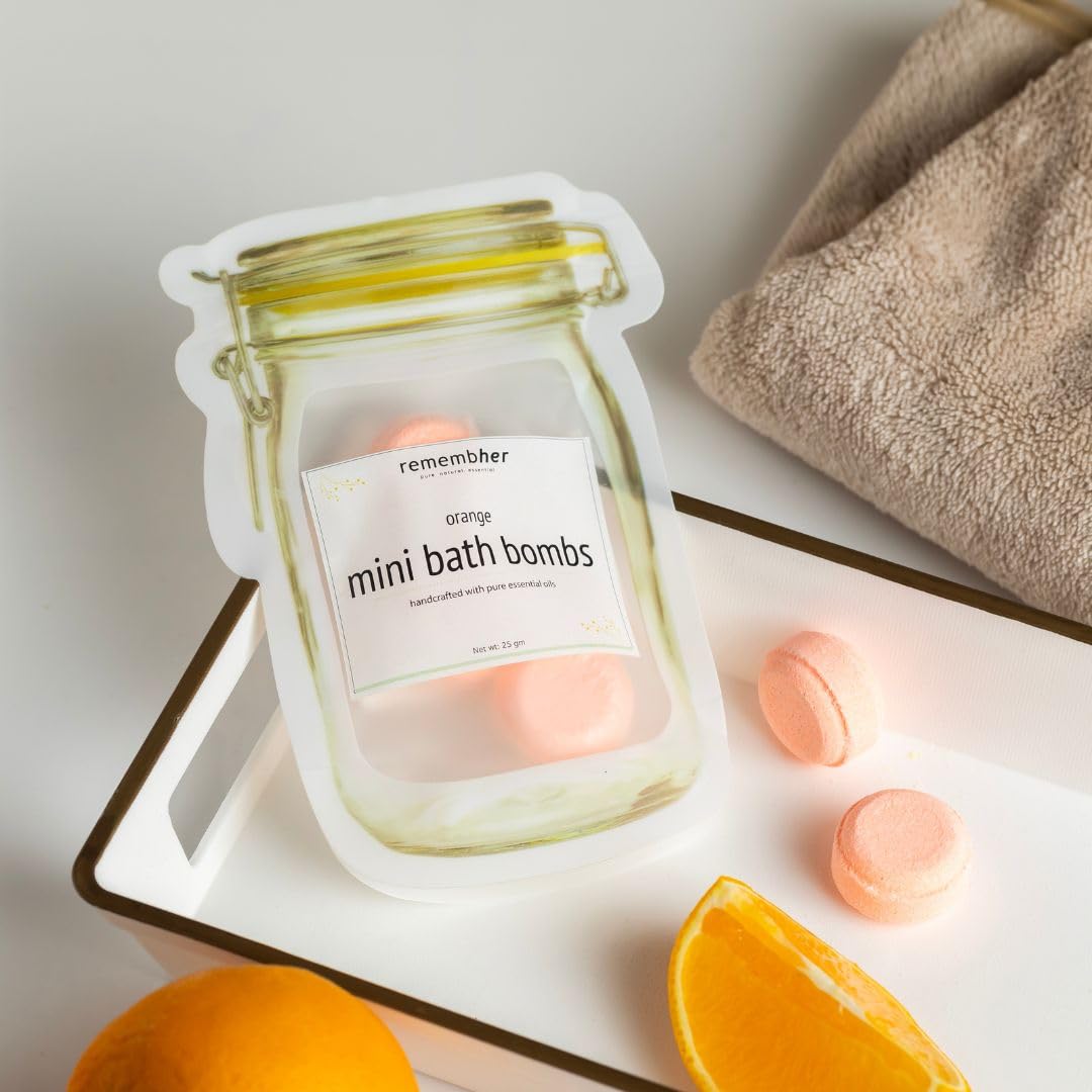 remembher Bath Bomb, Tablets - 5 Grams Each (Pack of 5) | Handcrafted, No artificial fragrance | For Fizzes Spa & Pedicure | Perfect Bath Gift Set for Kids, Men & Women (Orange)-image-34