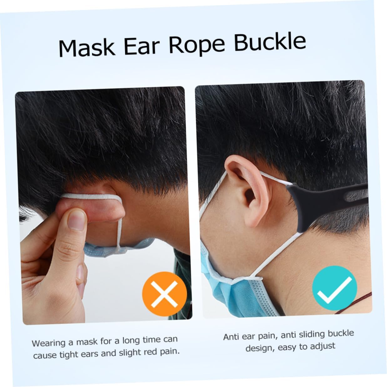 3pcs Black Face Mask Extender Straps with Ear Hook Buckles, Adjustable Mask Extension Bands for Comfortable Ear Protection, Suitable for Adults and Outdoor Use