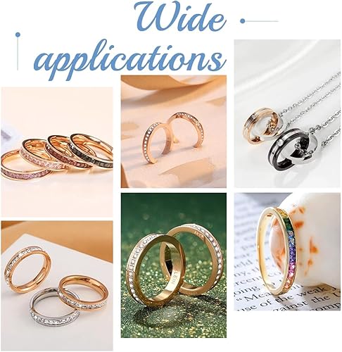 Miniatura 6 de UNICRAFTALE Anillos de dedo con núcleo en blanco, anillo de dedo ranurado de acero inoxidable, banda ancha, anillo vacío redondo para