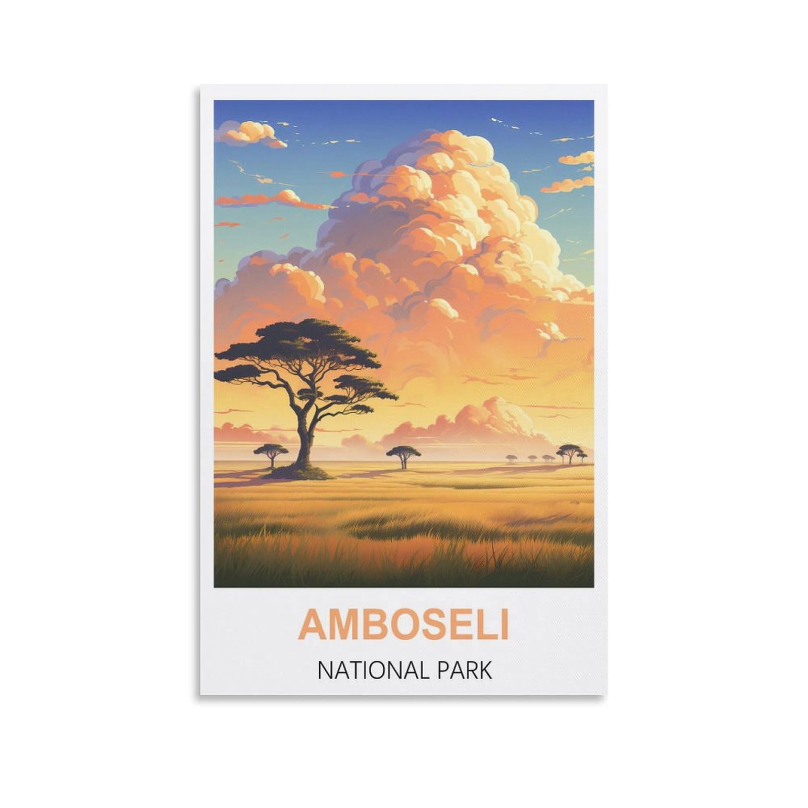Metal Tin Sign Plaque Poster,Amboseli National Park,Art Plaque Poster Wall Decor for Home Tool Room Bar Club Restaurant Cafe 15x30cm