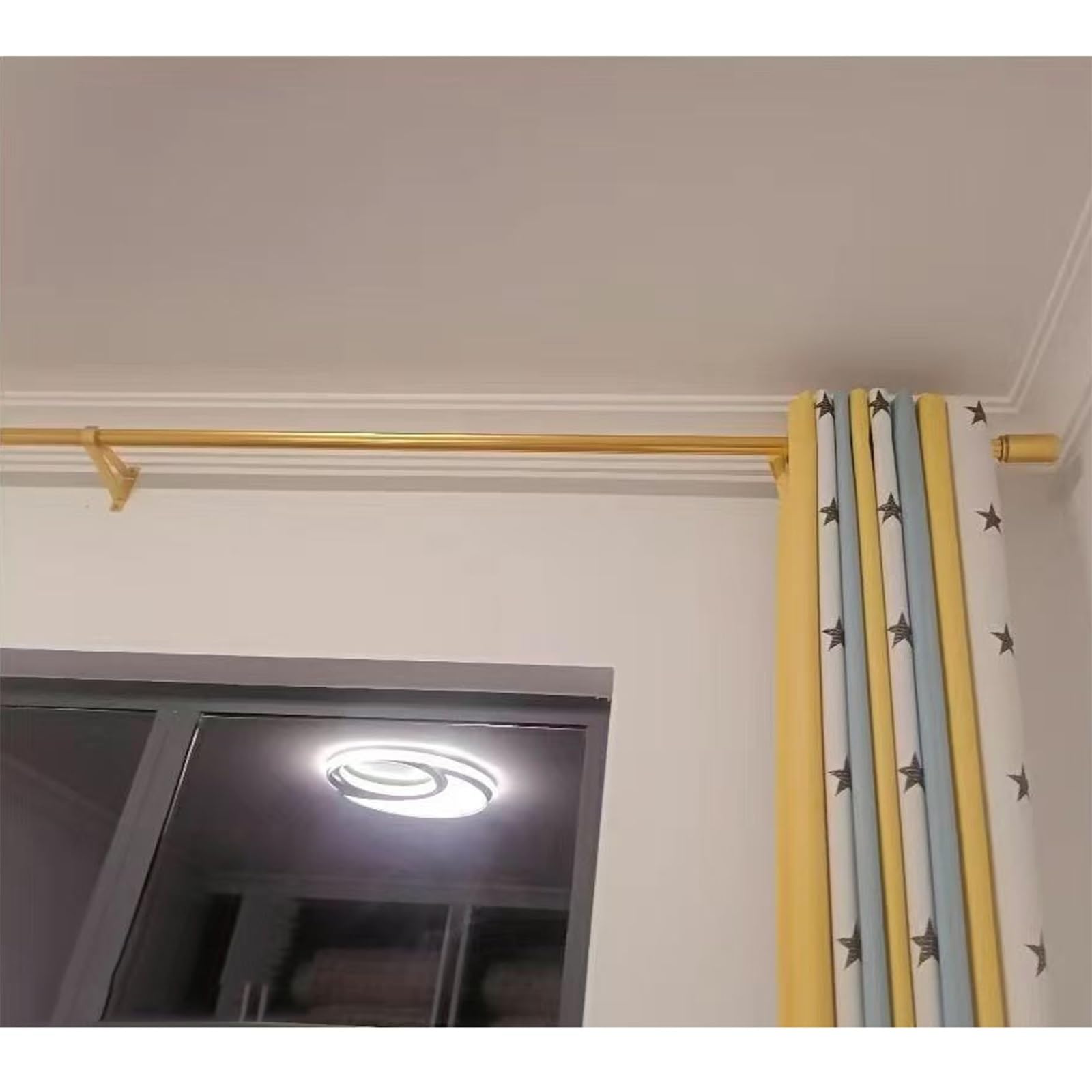 Pogrubiony rzymski karnisz ze stopu aluminium - złoty jednostronny szyn z cichymi haczykami 230 cm (90,55 cala) - akcesoria do eleganckiego wystroju domu