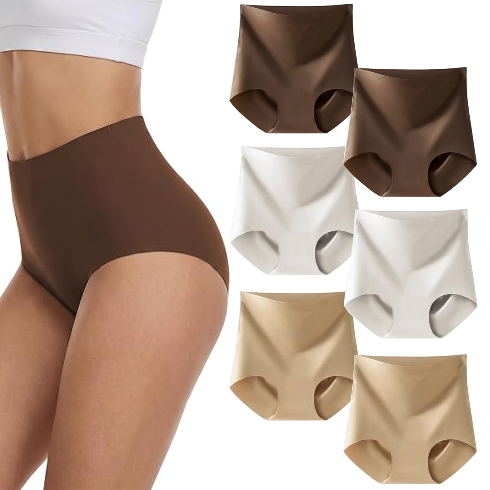 Slip Senza Cuciture da Donna a Vita Alta | Intimo traspirante No Show, mutandine morbide invisibili senza rotolamento, abbigliamento quotidiano