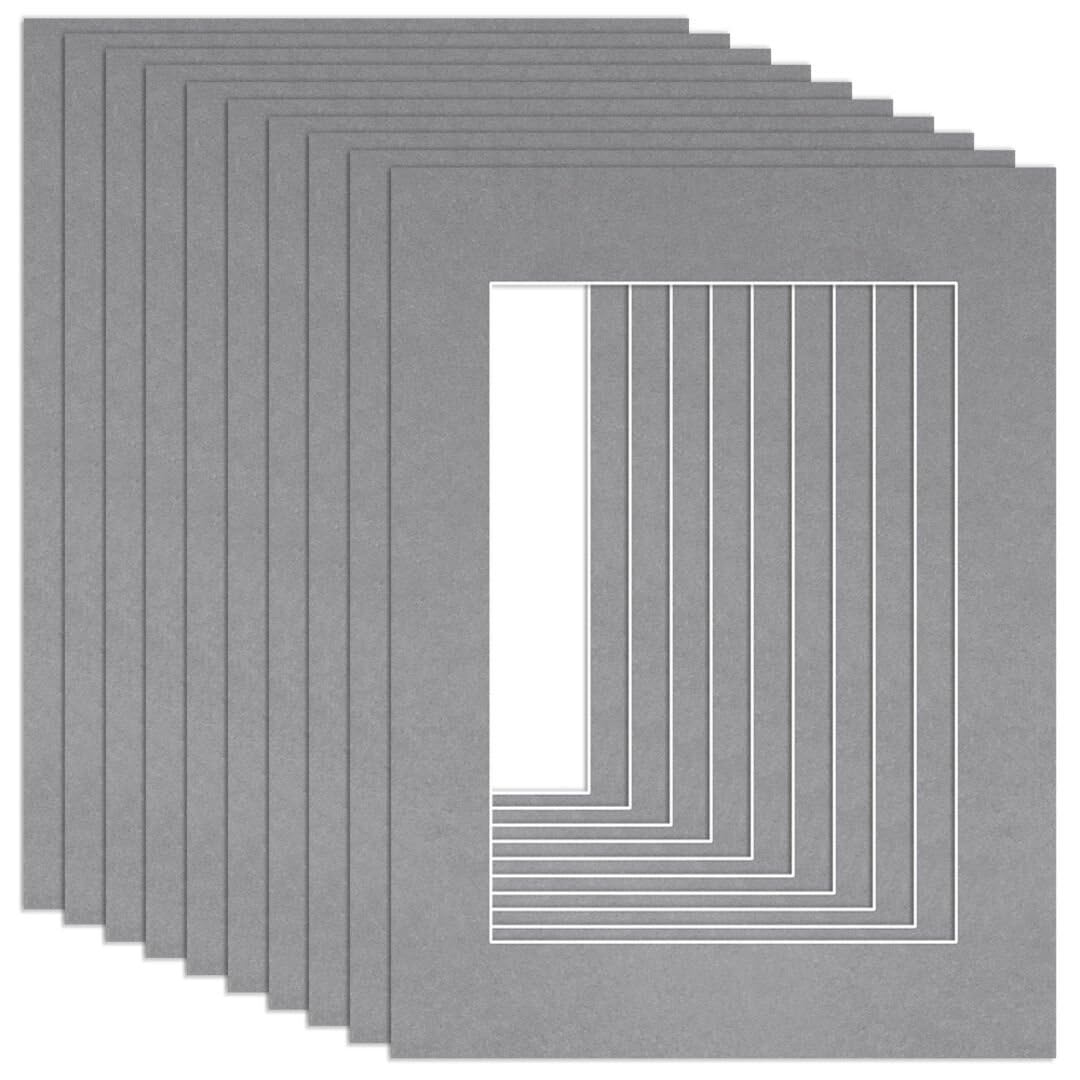 Procut Global 16x12" Mid Grey Picture Mounts to Fit A4 Aperture - Precision Cut Cardboard Photo Mount - Ideal for Frames, Prints, Artwork & Certificates - Sizes & Colours Available - 10 Pack — image 1