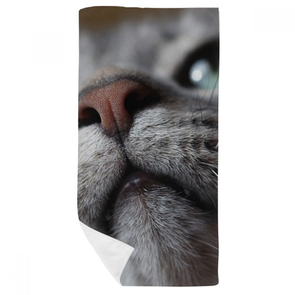 Serviette de bain chat 35x70cm multicolore pour remplacer le linge rêche qui irrite le visage