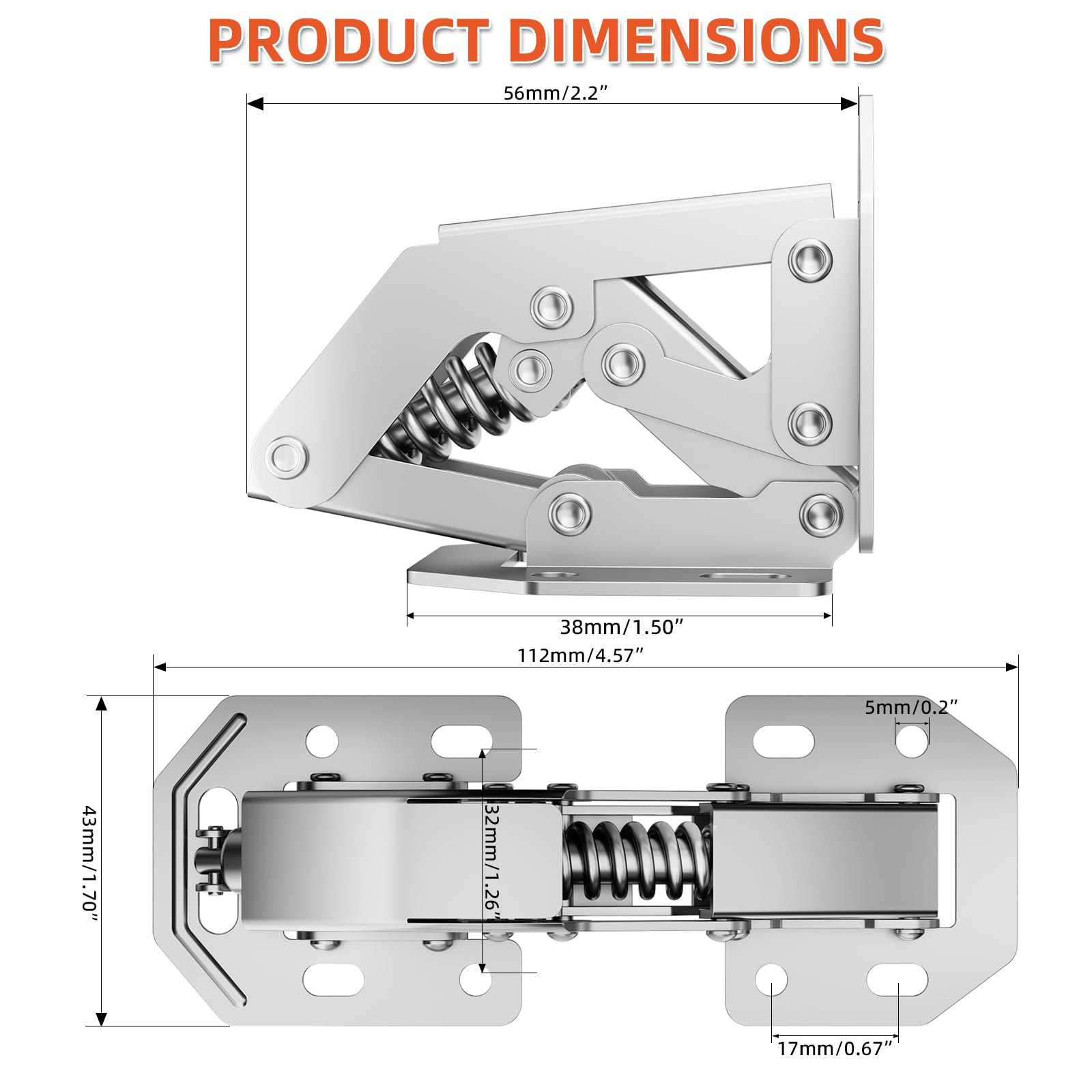 LIKERAINY Klein Schroef Scharnier (3 Inch) met Veer 90° Stalen Scharnieren zonder Pot Boren voor Keukenkast Kast Lichtdeur voor Volledig Opgelegd en Binnenliggend Deuren Pak van 10 Pcs