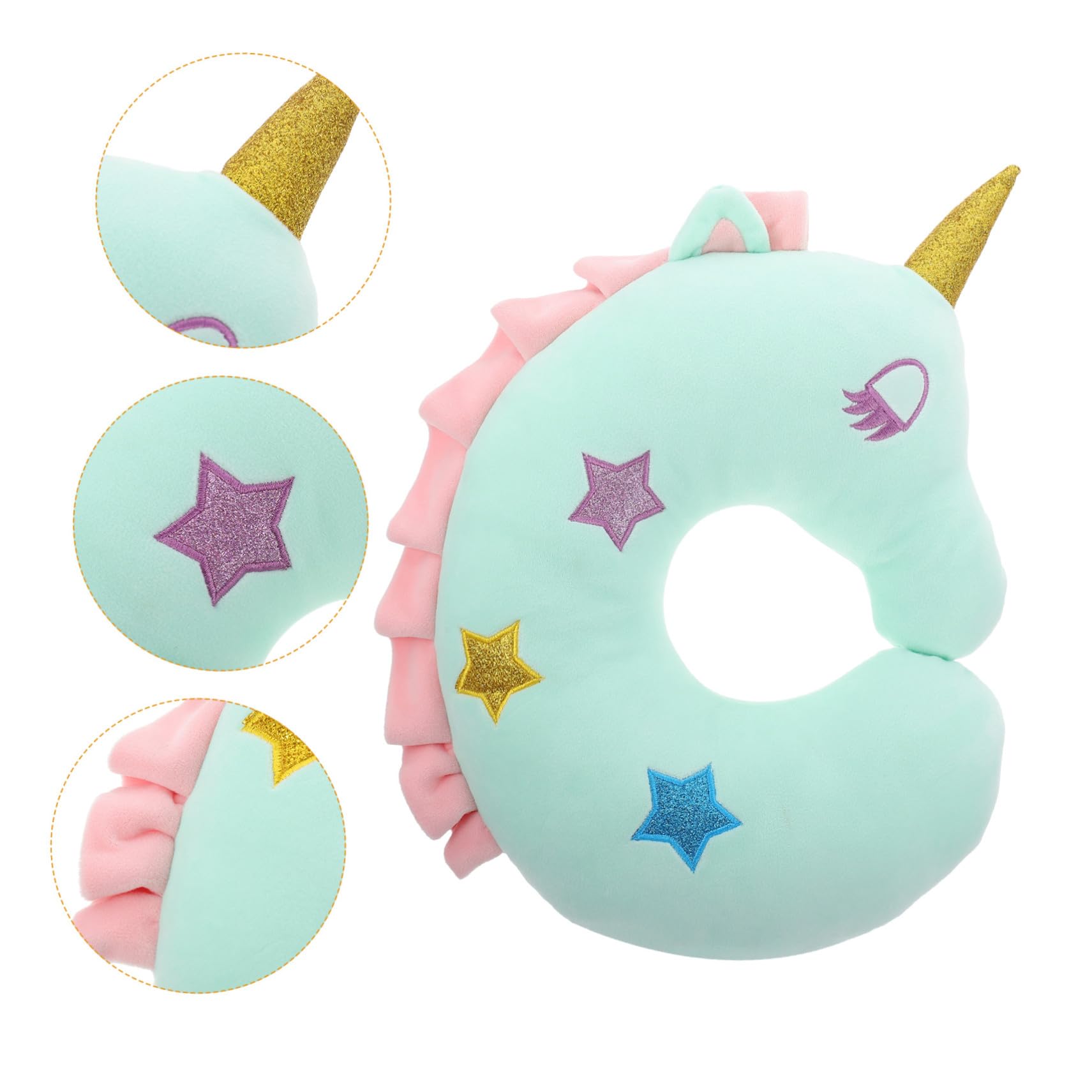 Almohada Cervical U Diseño Unicornio Portátil para Viaje y Oficina Cojín y Resistente para Soporte de Cuello y Descanso Ergonómico
