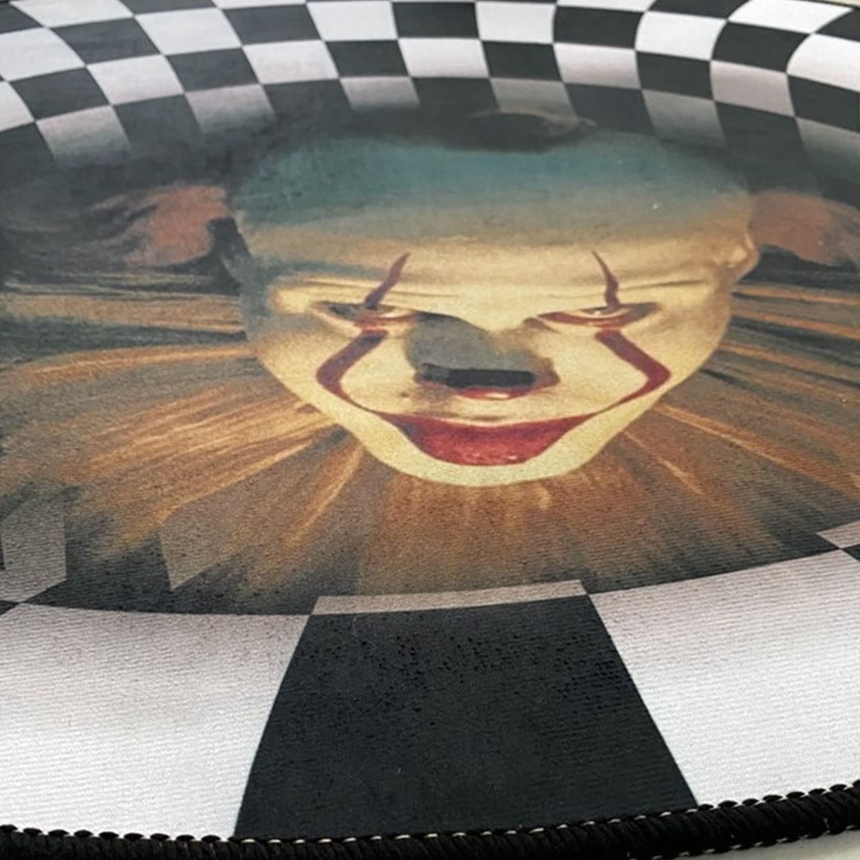Halloween Door Mat, 3D Vortex Optical Illusion Rug Round Carpet Clown Doormat for Lvining Bedroom, Black White Plaid Round Rugs (60cm, Clown)