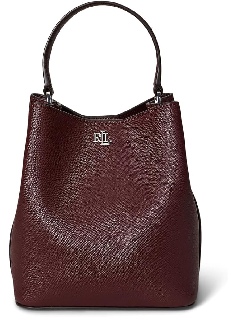 Burgundy Lauren Ralph Lauren Crosshatch Small Reese Bucket Bag