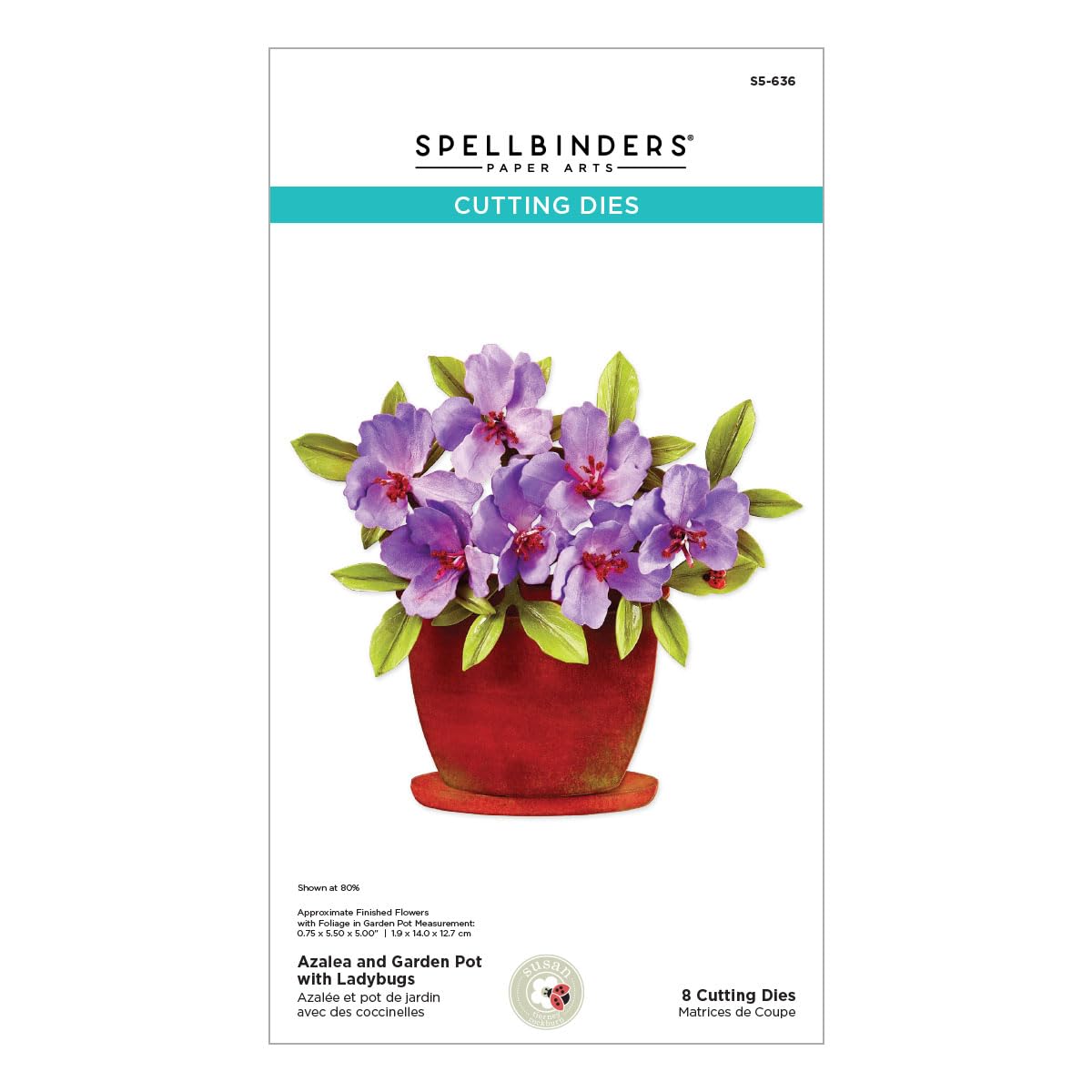 Spellbinders Azalea and Garden Pot with Ladybugs Etched Dies, Metal