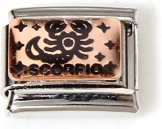 Sexy Sparkles Zodiac Constellation Italian-Style Charm Link – 304 Stainless Steel 10mm x 9mm Modular Bracelet Link, Customizable Jewelry Accessory