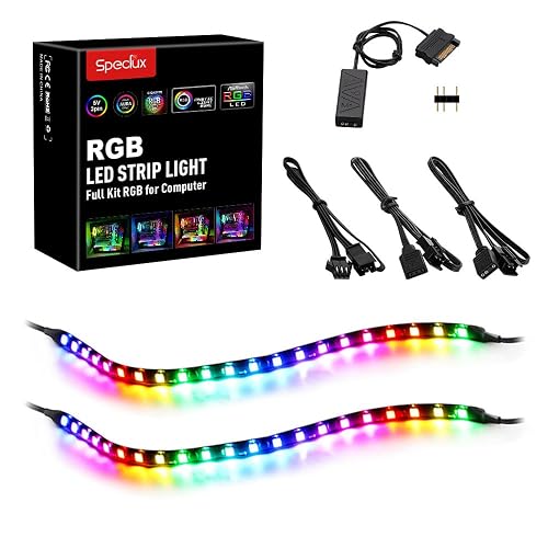 Speclux PC Addressable RGB LED Strip Lights Kit Magnetic PC Case Lighting 2PCS 42LEDs ARGB Strip