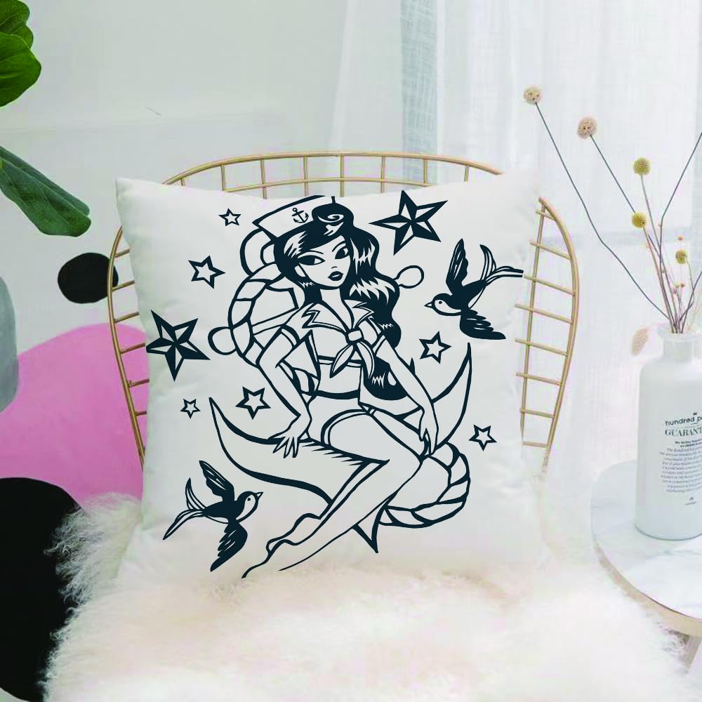 Hyosxw L Sailor Suit For Anchors, Pin-Up - A9 Cushion Cover,Throw Pillow Case Home Decorative For Living Room Bedroom Sofa Chair 18X18 Inch,L Sailor Suit For Anchors, Pin-Up,Pillowcase 45X45cm
