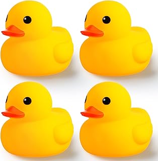 Vinsot 4 Pieces 7 Inches Large Yellow Rubber Ducks, Large Bath Duck Squeak Rubber Duck Float Shower Rubber Ducks Party Decoration Fun Squeak Yellow Duck Pool Toy for Shower Birthday